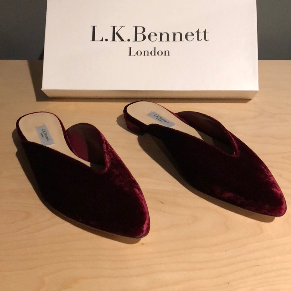 L.K. Bennett Catrina Black raspberry Velvet Flats